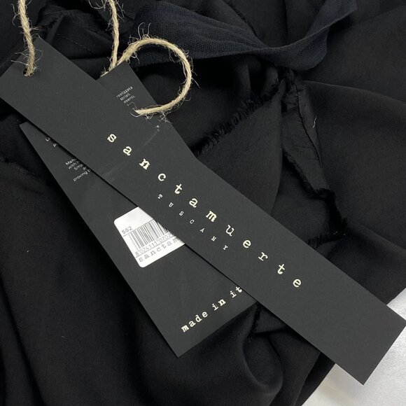 Sanctamuerte Women’s Girocollo Frayed-Trim Short Sleeve T-Shirt Black Size XS - Picture 5 of 11